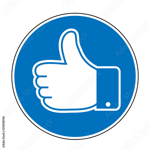 Schild Button mit Like Daumen, Daumen hoch, Feedback Daumen, Like Daumen,
Vektor Illustration isoliert auf weißem Hintergrund