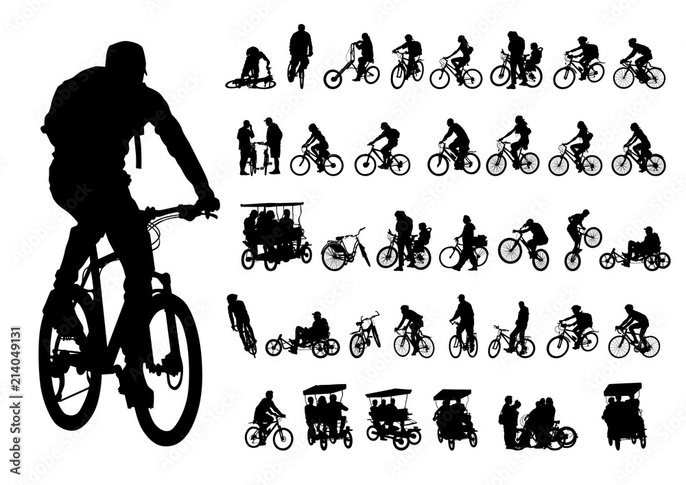 Sport people whit bike on white background - obrazy, fototapety, plakaty 