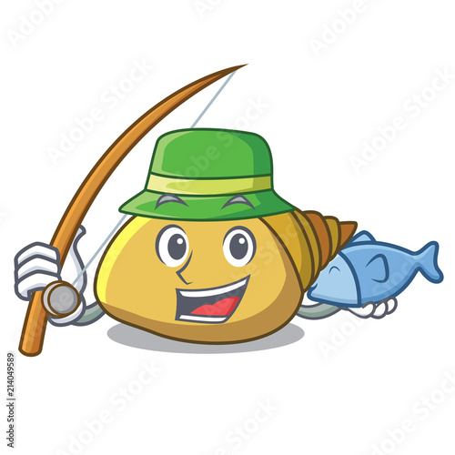 Fishing mollusk shell mascot cartoon
