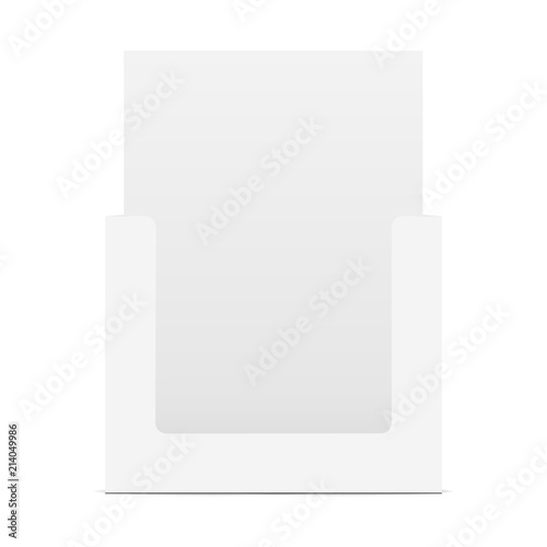 Empty display box mock up, isolated on white background - front view. Vector illustration