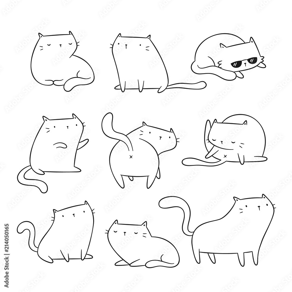 Fototapeta premium Funny cats doodles