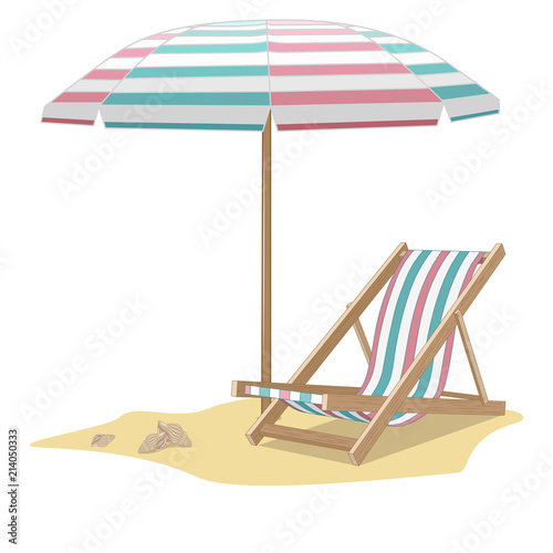 Beach umbrella with chaise longue