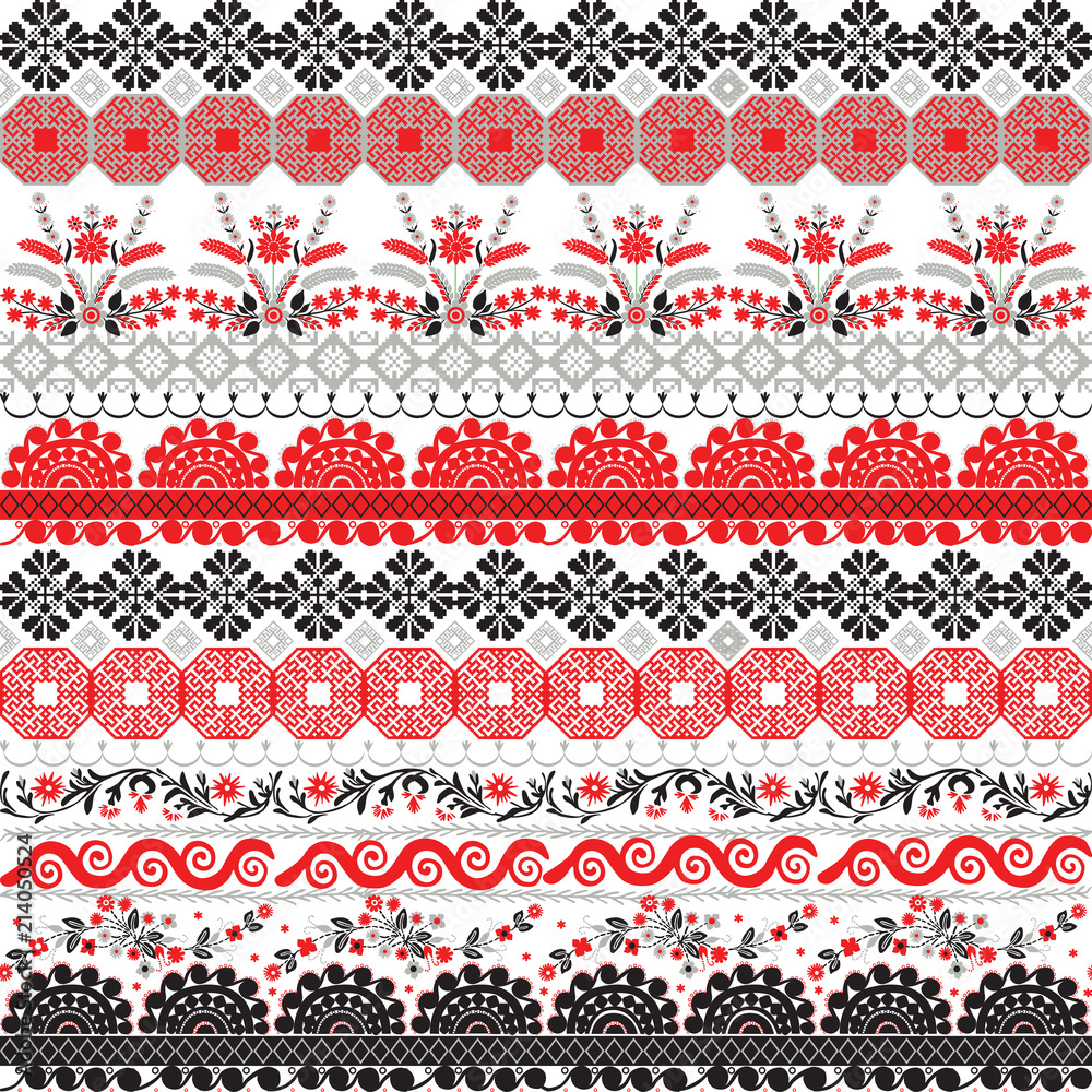 Seamless pattern with ornaments in the form of Slavic embroidery. Seamless pattern with ornaments in the form of Slavic embroidery.