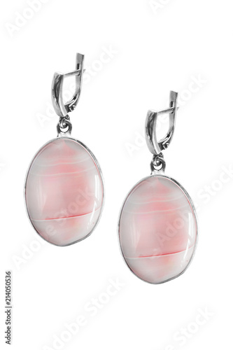 Pink earrings isolated