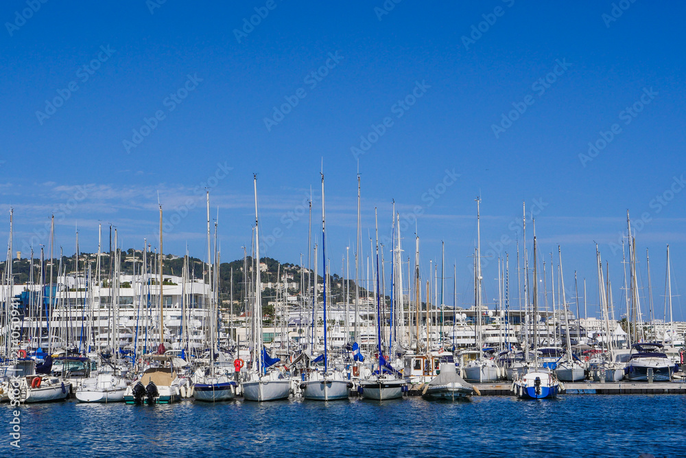Picture of port of Cannes old city at the French Riviera, France