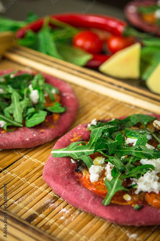 Dietary pizza made from beetroot Dietary pizza made from beetroot