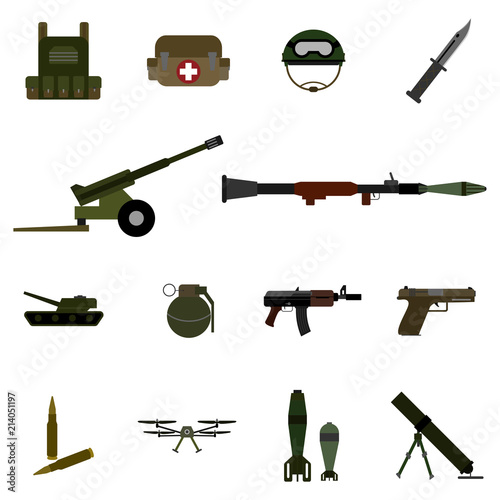 14 military color icon set vector