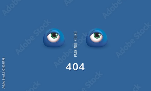 404 page not found Humorous concept of computer error with funny 3d eyes