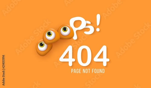 404 page not found Humorous concept of computer error with funny 3d eyes