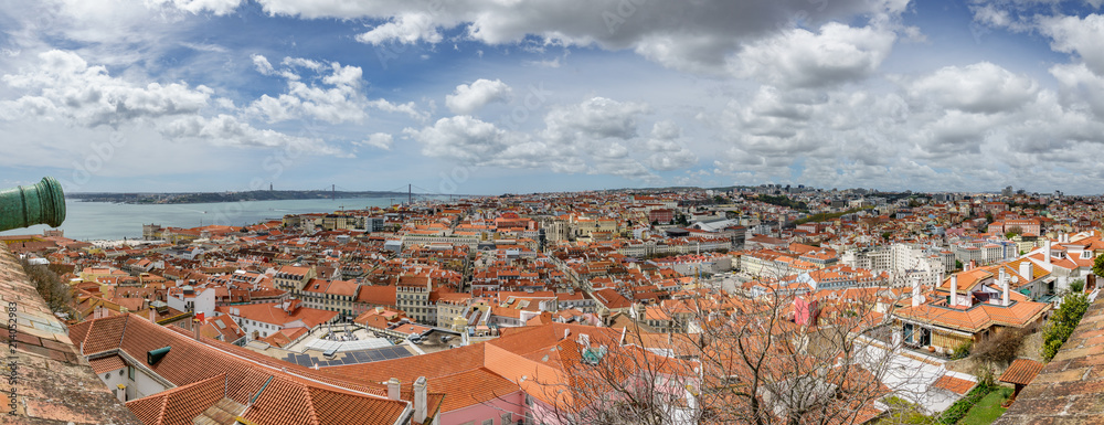 Ultra wide panoramic view of Lisbon