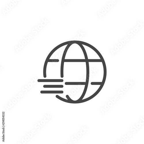 Globe outline icon. Schematic map of planet. World graphic symbol. Travel, connect, geography. global corporation, business and technology concept line logo. Vector illustration isolated on white