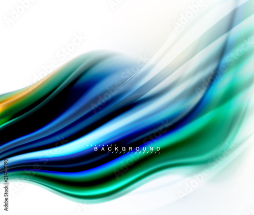 Fluid liquid mixing colors concept on light grey background, wave and swirl curve flow line, trendy abstract layout template for business presentation, app wallpaper banner, poster or wallpaper