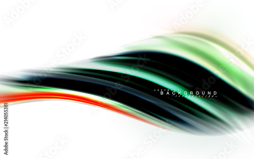 Fluid liquid mixing colors concept on light grey background, wave and swirl curve flow line, trendy abstract layout template for business presentation, app wallpaper banner, poster or wallpaper