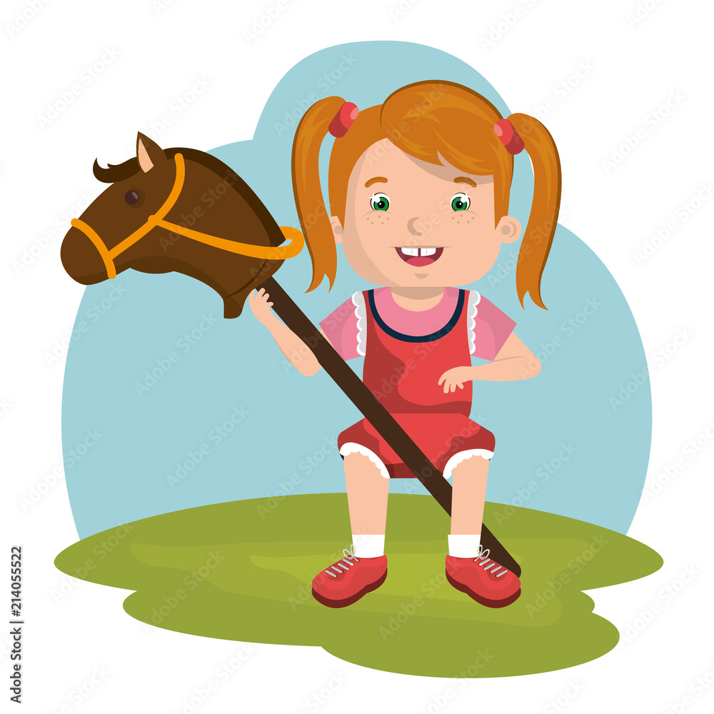 little girl playing with toys character little girl playing with toys character