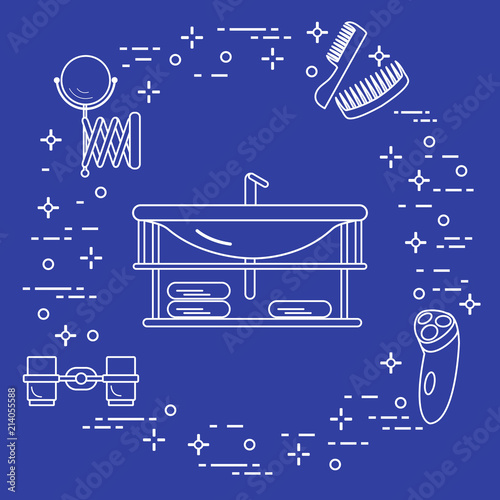 Bathroom: washbasin, razor, mirror and other.