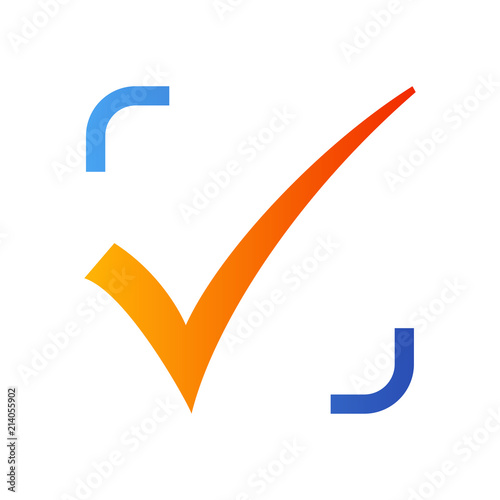 Logotipo casilla de verificación en azul y naranja