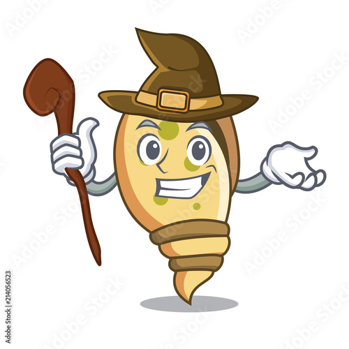 Witch sea shell mascot cartoon