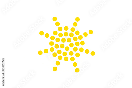 dotted sun weather symbol on white background