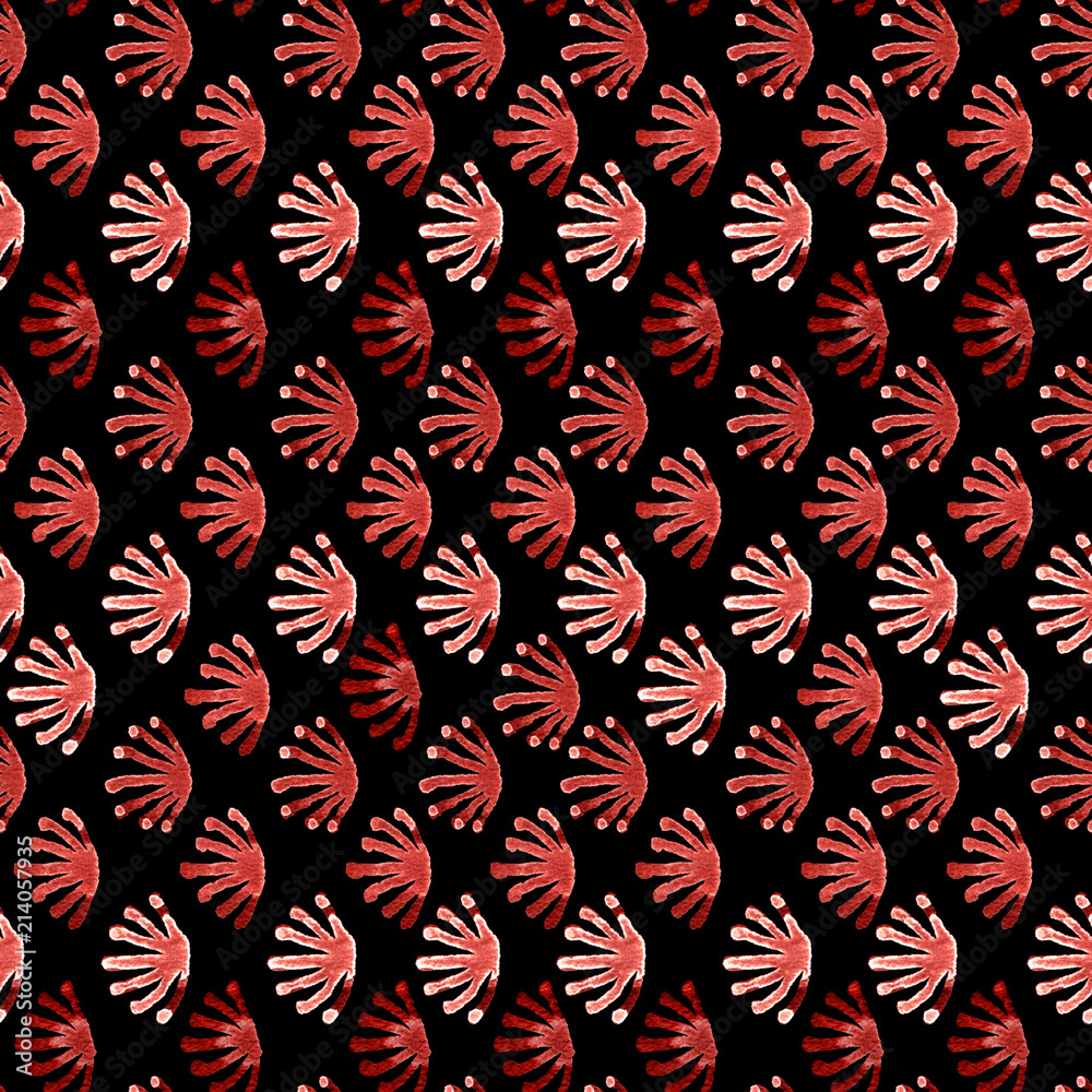 Seamless watercolour tile order floral pattern red on black for wrapping, fabric, textile, craft Seamless watercolour tile order floral pattern red on black for wrapping, fabric, textile, craft