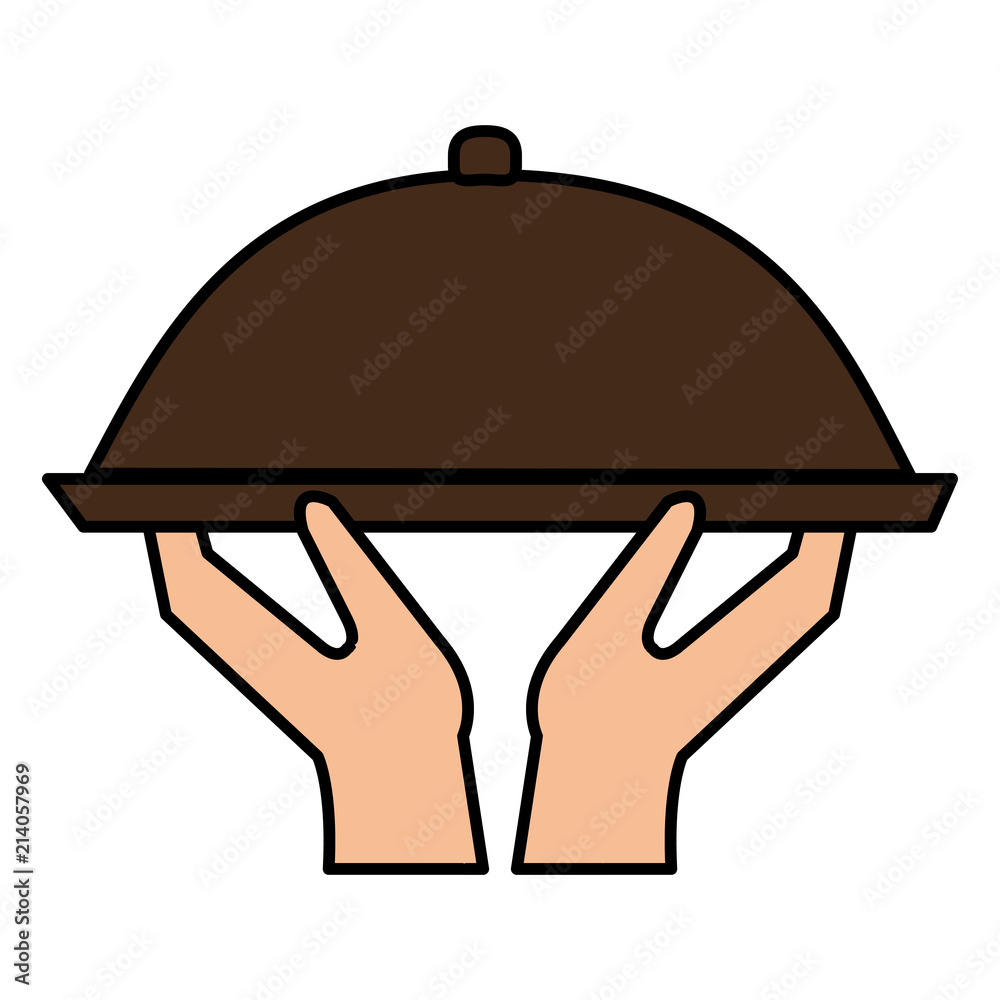 Fototapeta premium hands lifting tray server