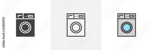Washing machine icon. Line, solid and filled outline colorful version, outline and filled vector sign. Laundry symbol, logo illustration. Different style icons set. Pixel perfect vector graphics