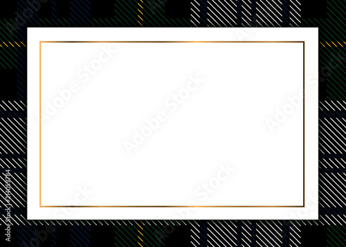 "Black Watch" (military tartan) as a frame for a greeting card. template of a greeting card with pattern with colored stripes