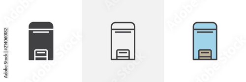 Garbage bin icon. Line, solid and filled outline colorful version, outline and filled vector sign. Symbol, logo illustration. Different style icons set. Pixel perfect vector graphics