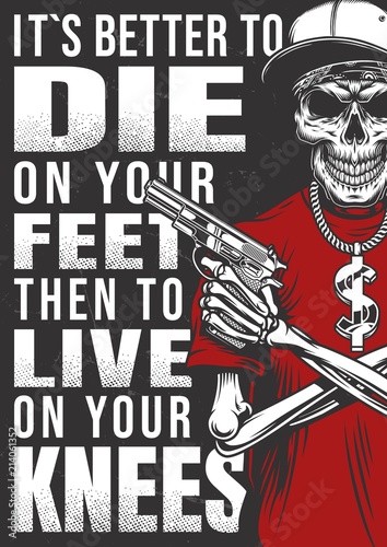 gangsta poster with skeleton