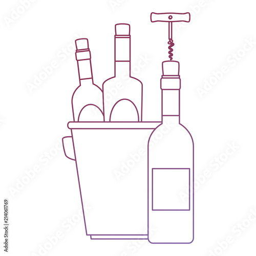 wine bottles in bucket with corkscrew