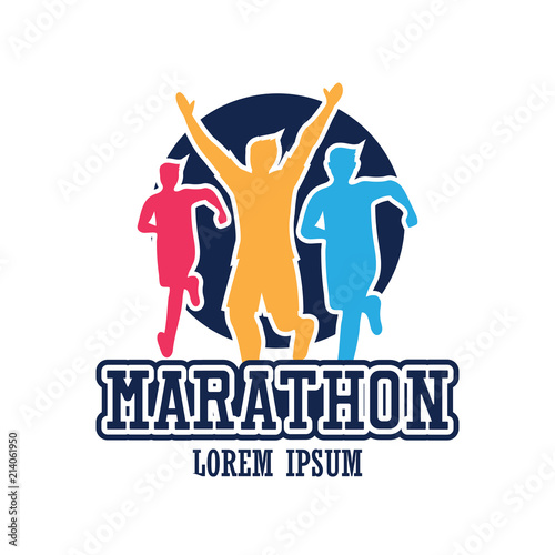 running race people / marathon, sport and activity logo