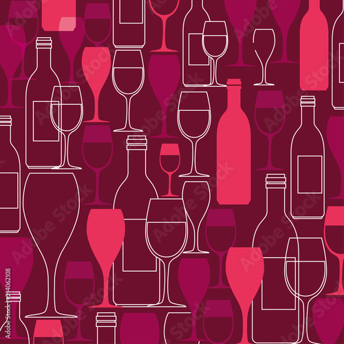 wine cups silhouettes pattern