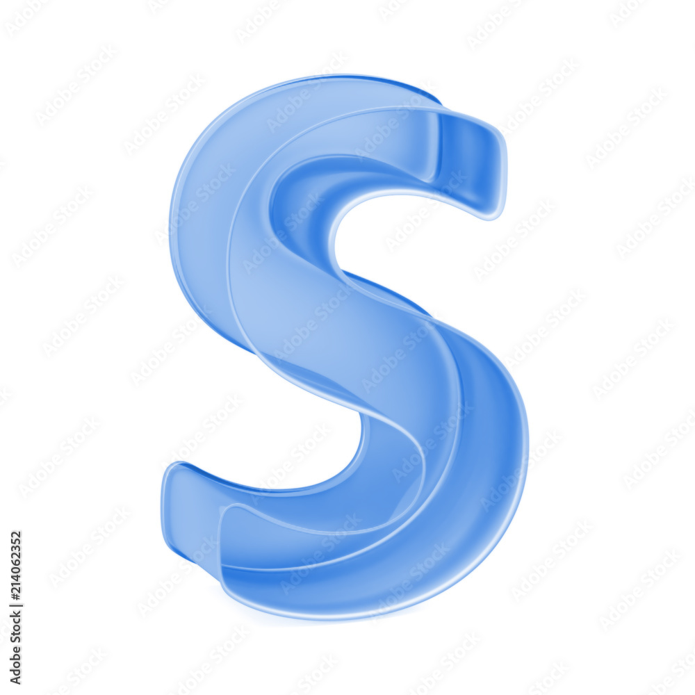 Blue baking cake pan, cookie cutter or toy mold like capital letter S on white background, 3D rendered font image Blue baking cake pan, cookie cutter or toy mold like capital letter S on white background, 3D rendered font image