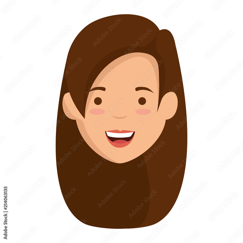 beautiful and young woman head character beautiful and young woman head character