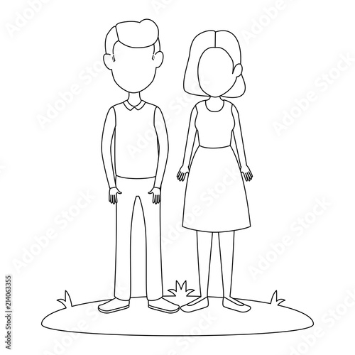young couple in grass avatars characters