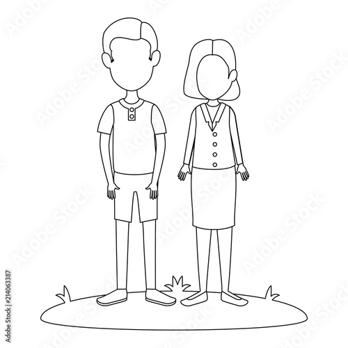 young couple in grass avatars characters