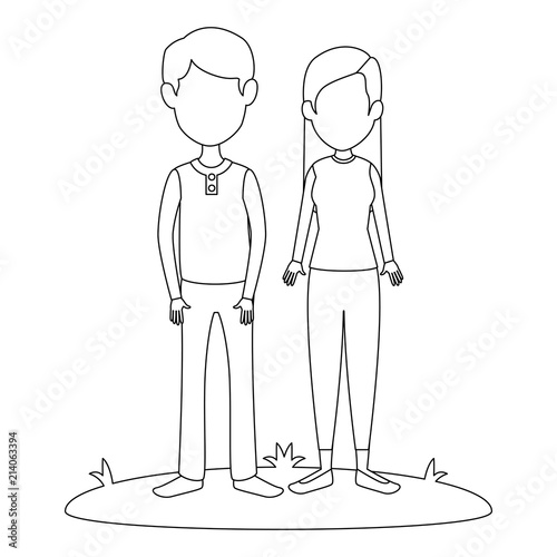 young couple in grass avatars characters