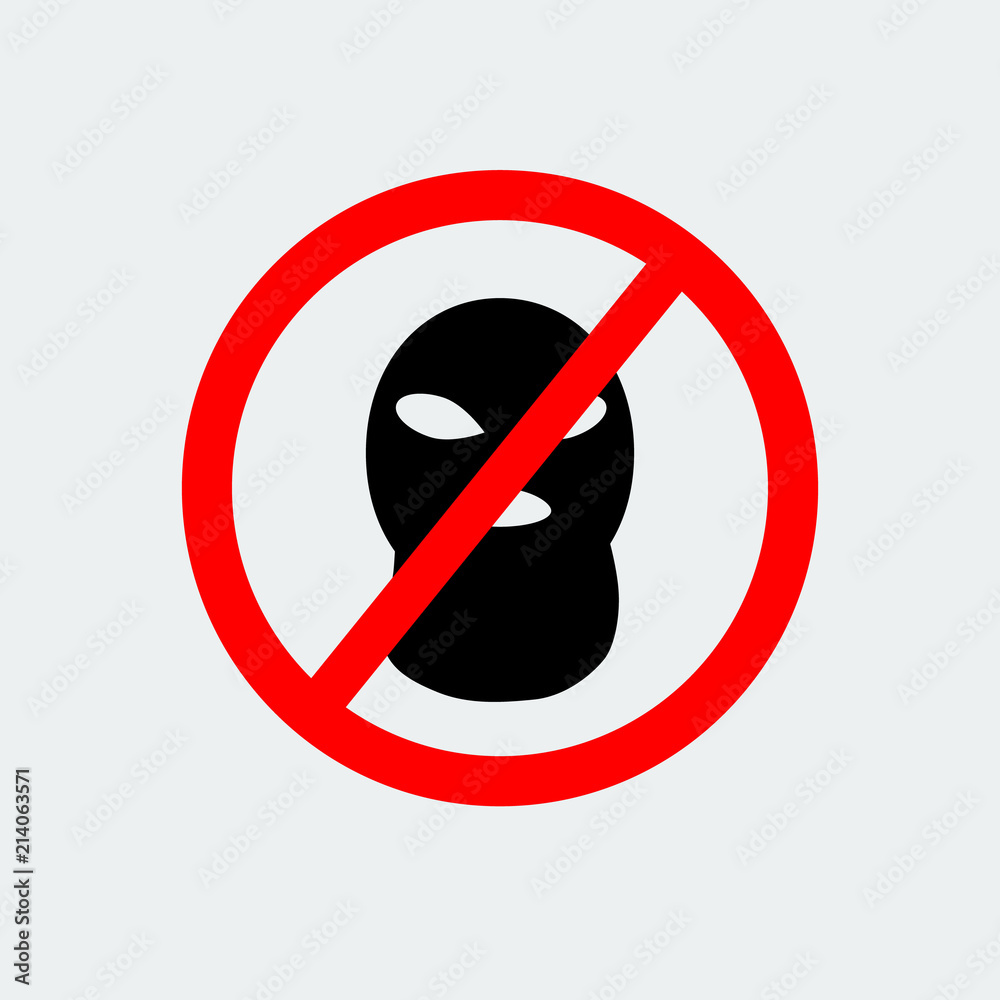 Stop Terrorism With Sign Balaclava Mask Icon.Vector Illustration Stop Terrorism With Sign Balaclava Mask Icon.Vector Illustration