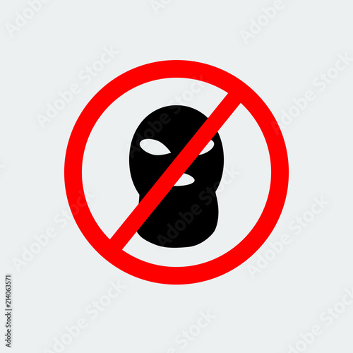 Stop Terrorism With Sign Balaclava Mask Icon.Vector Illustration