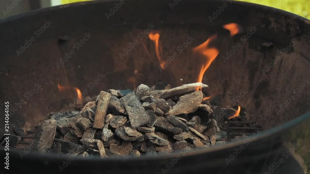 Burning charcoal in BBQ Slow Motion Burning charcoal in BBQ Slow Motion