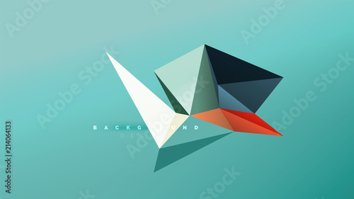 Abstract background - geometric origami style shape composition, triangular low poly design concept. Colorful trendy minimalistic illustration