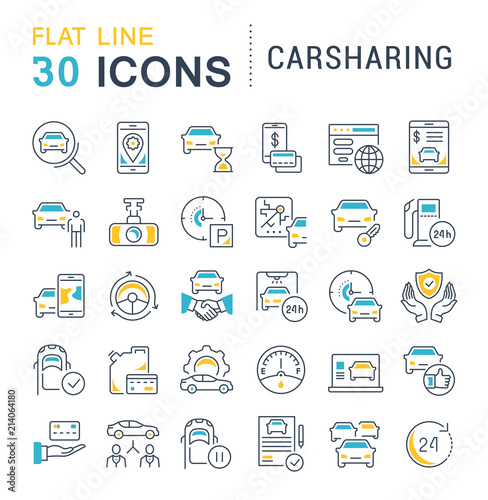 Set Vector Line Icons of Carsharing. photo