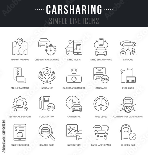 Set Vector Line Icons of Carsharing.
