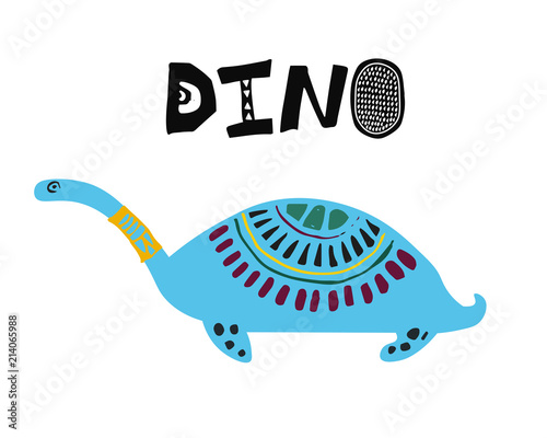 Cartoon dino, dinosaur illustration. photo