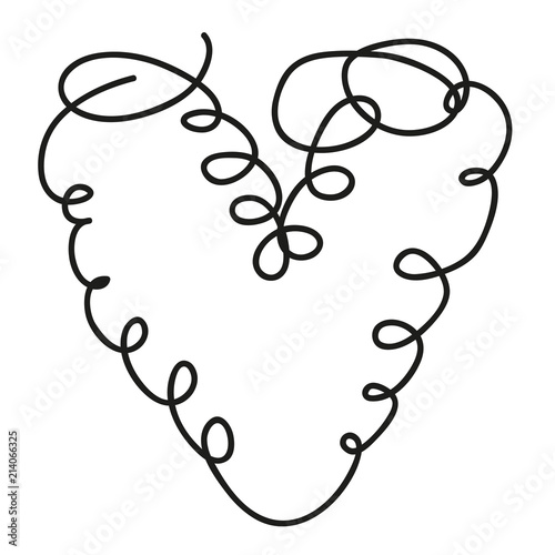 Herz aus einer Linie, Tattoo, Zeichnung, Symbol der Liebe, Valentin, Valentinstag, Hochzeit, Heirat, Verlobung