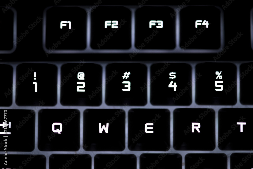 Closeup of a black computer keyboard