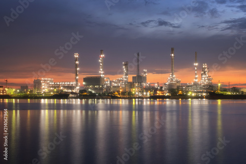 Oil refinery plant at twilight.