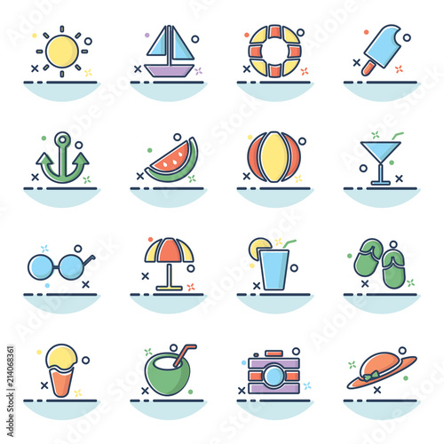 summer icon set line filled design illustration,designed for web and app