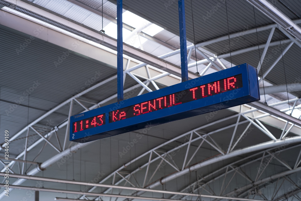 Platfrom information board shown next time bound for Sentul Timur in Kuala lumpur Platfrom information board shown next time bound for Sentul Timur in Kuala lumpur