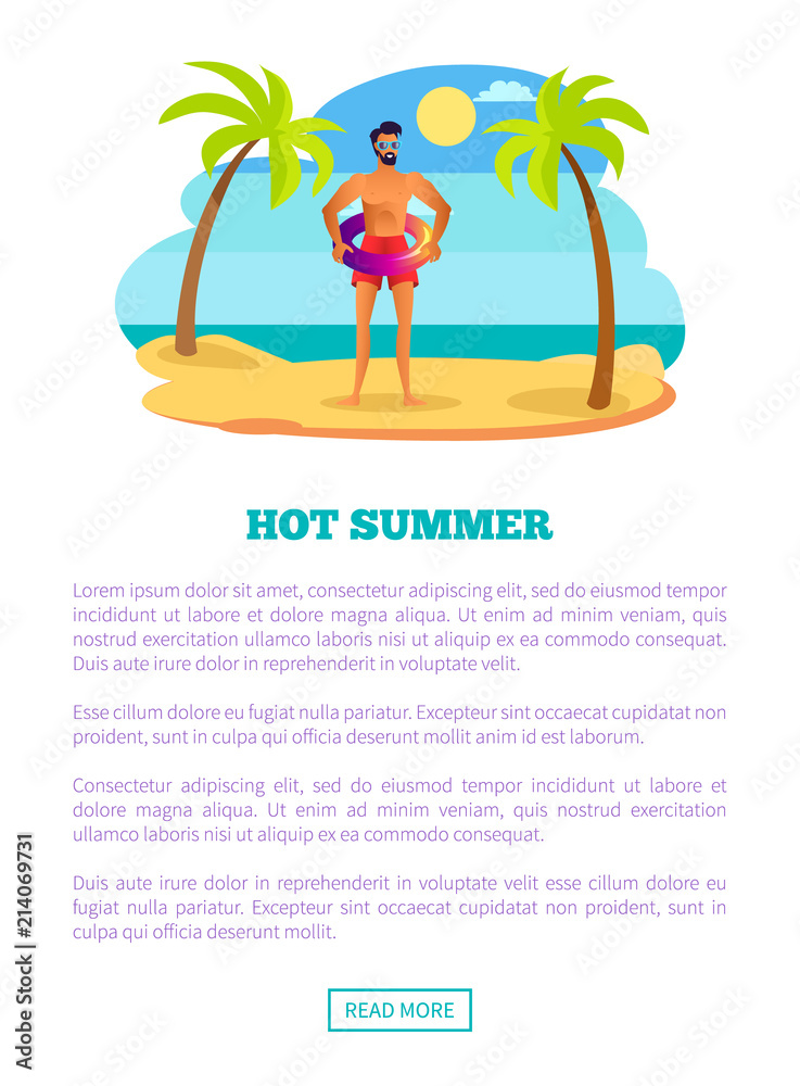 Hot Summer Web Poster Tropical Beach and Athlet
