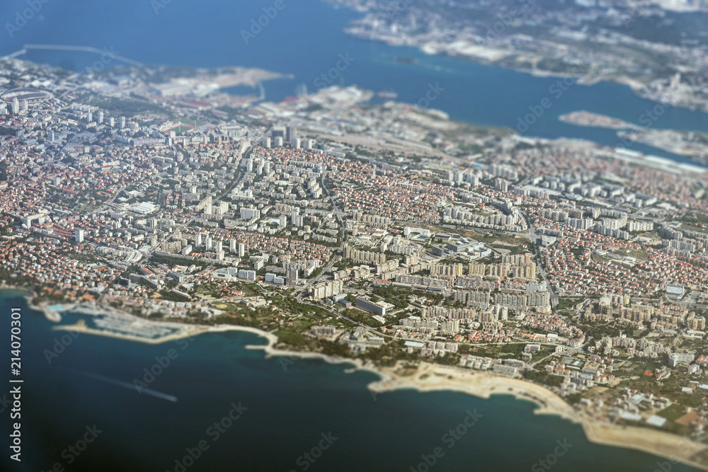 Aerial view of Split city district in Croatia.